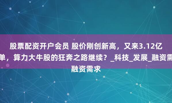 股票配资开户会员 股价刚创新高，又来3.12亿大单，算力大牛股的狂奔之路继续？_科技_发展_融资需求